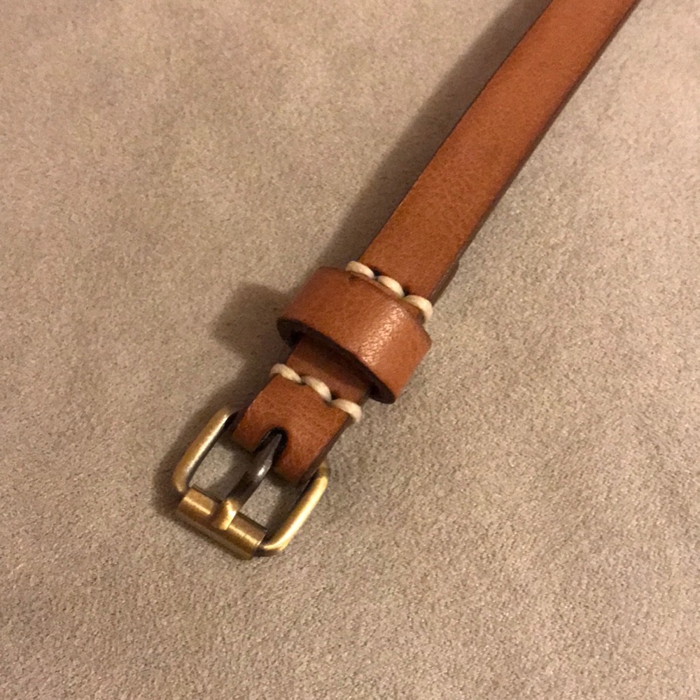 Thin Brown belt with colored wooden beads.